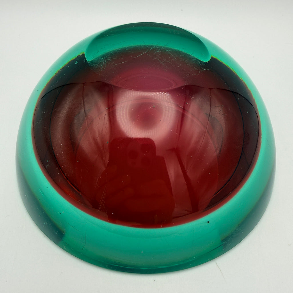 Flavio Poli Murano Sommerso Schale Glas I Vintage Seguso Rot Grün 814g Murano