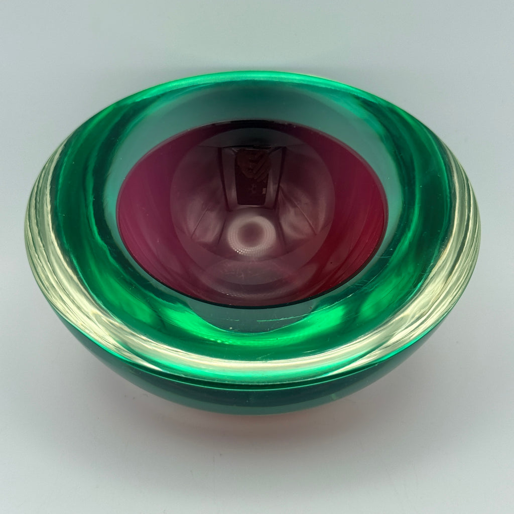 Flavio Poli Murano Sommerso Schale Glas I Vintage Seguso Rot Grün 814g Murano