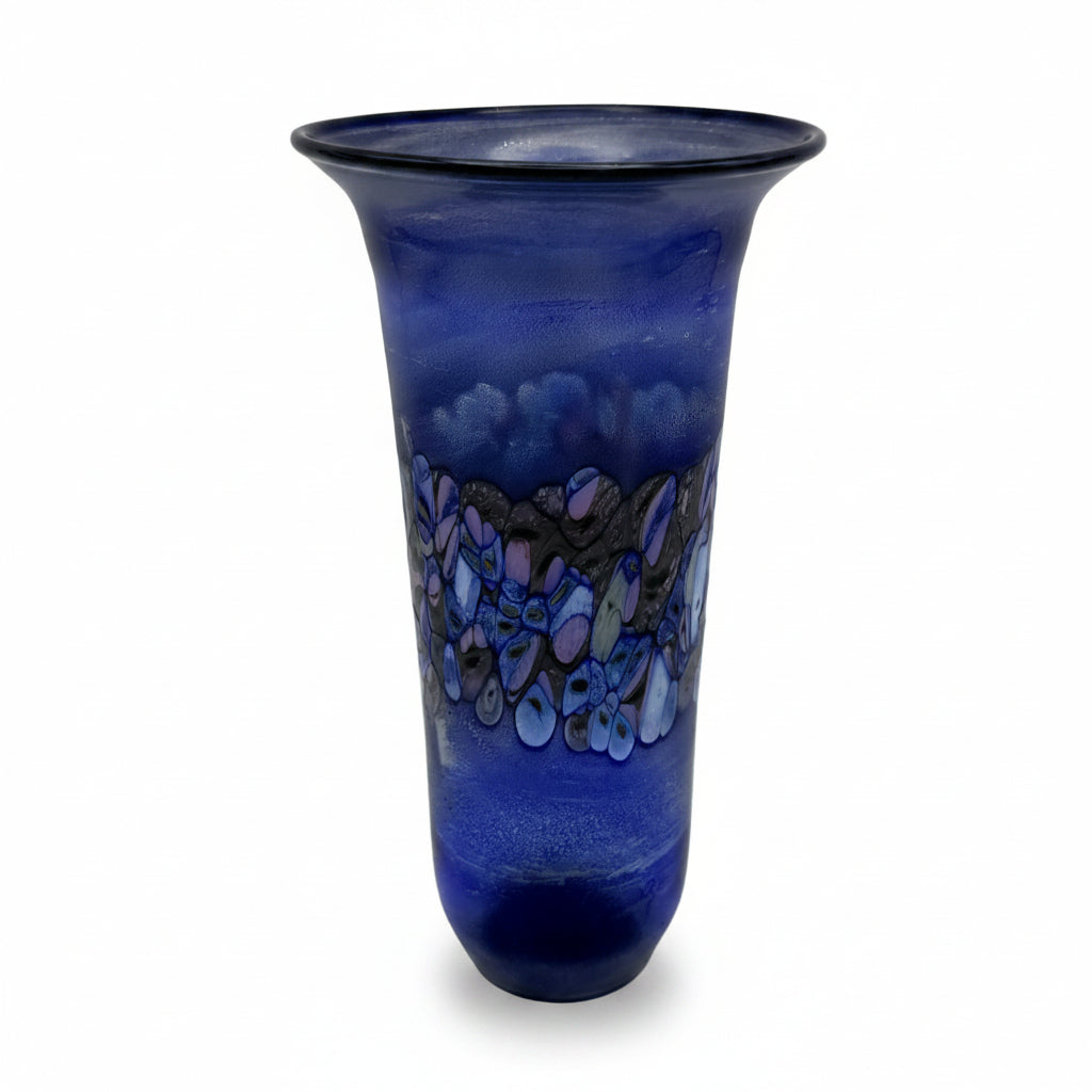Reinhard Herzog Studioglas Vase Signiert I Blau Rosé 1980er Kunstglas Reinhard Herzog