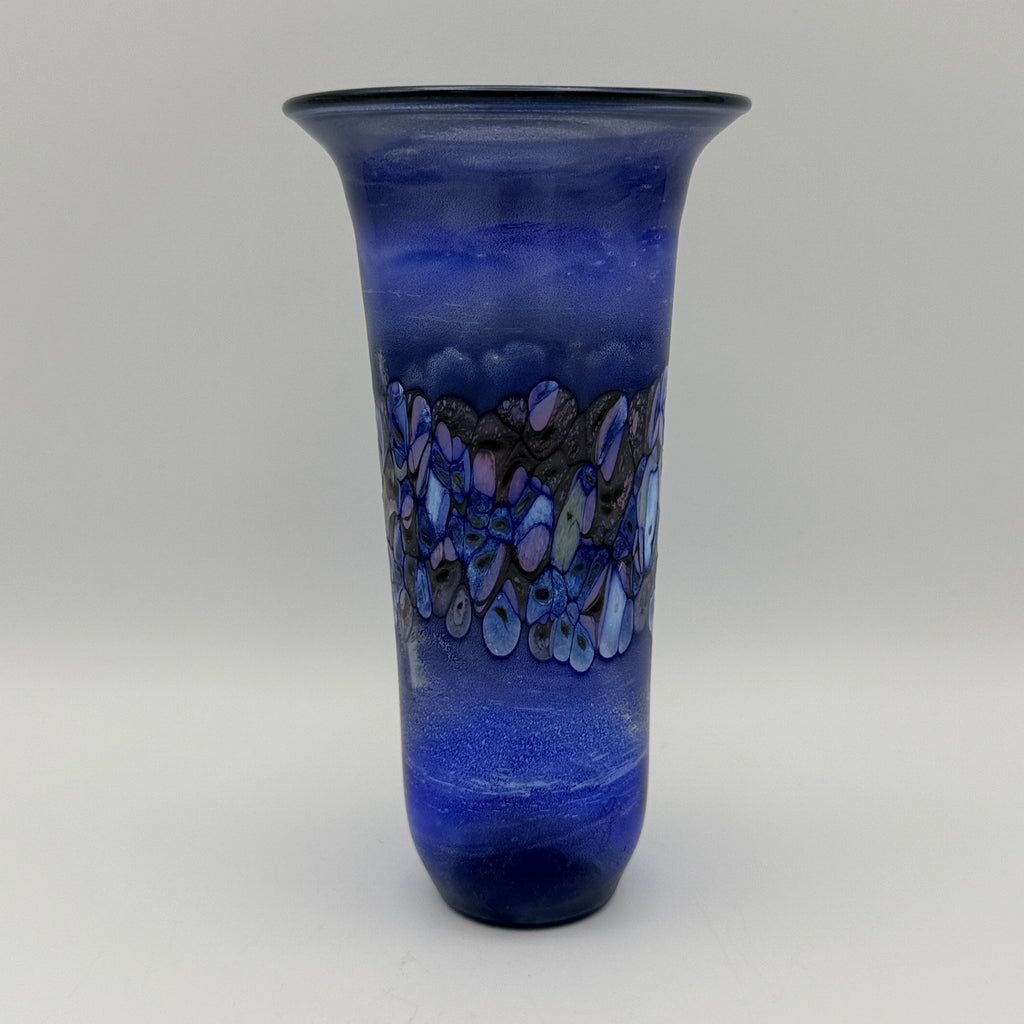 Reinhard Herzog Studioglas Vase Signiert I Blau Rosé 1980er Kunstglas Reinhard Herzog