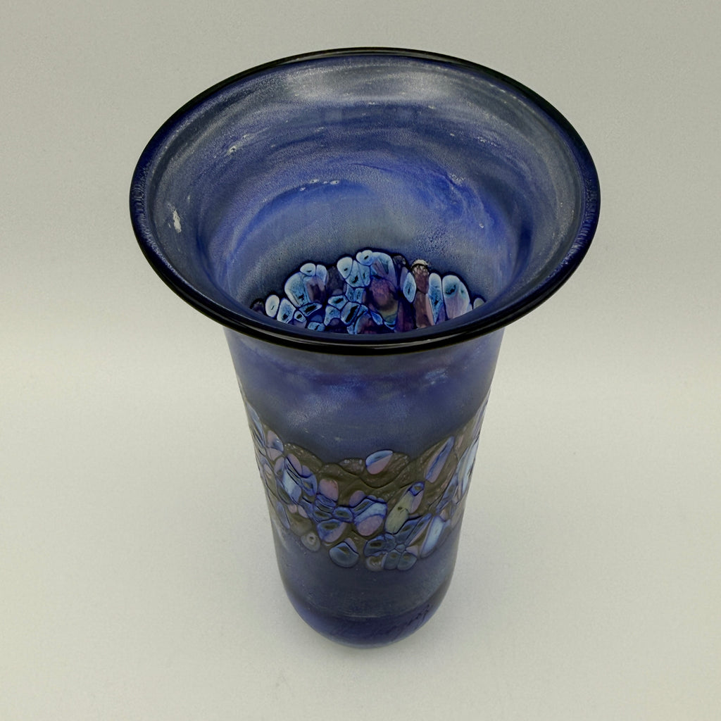 Reinhard Herzog Studioglas Vase Signiert I Blau Rosé 1980er Kunstglas Reinhard Herzog
