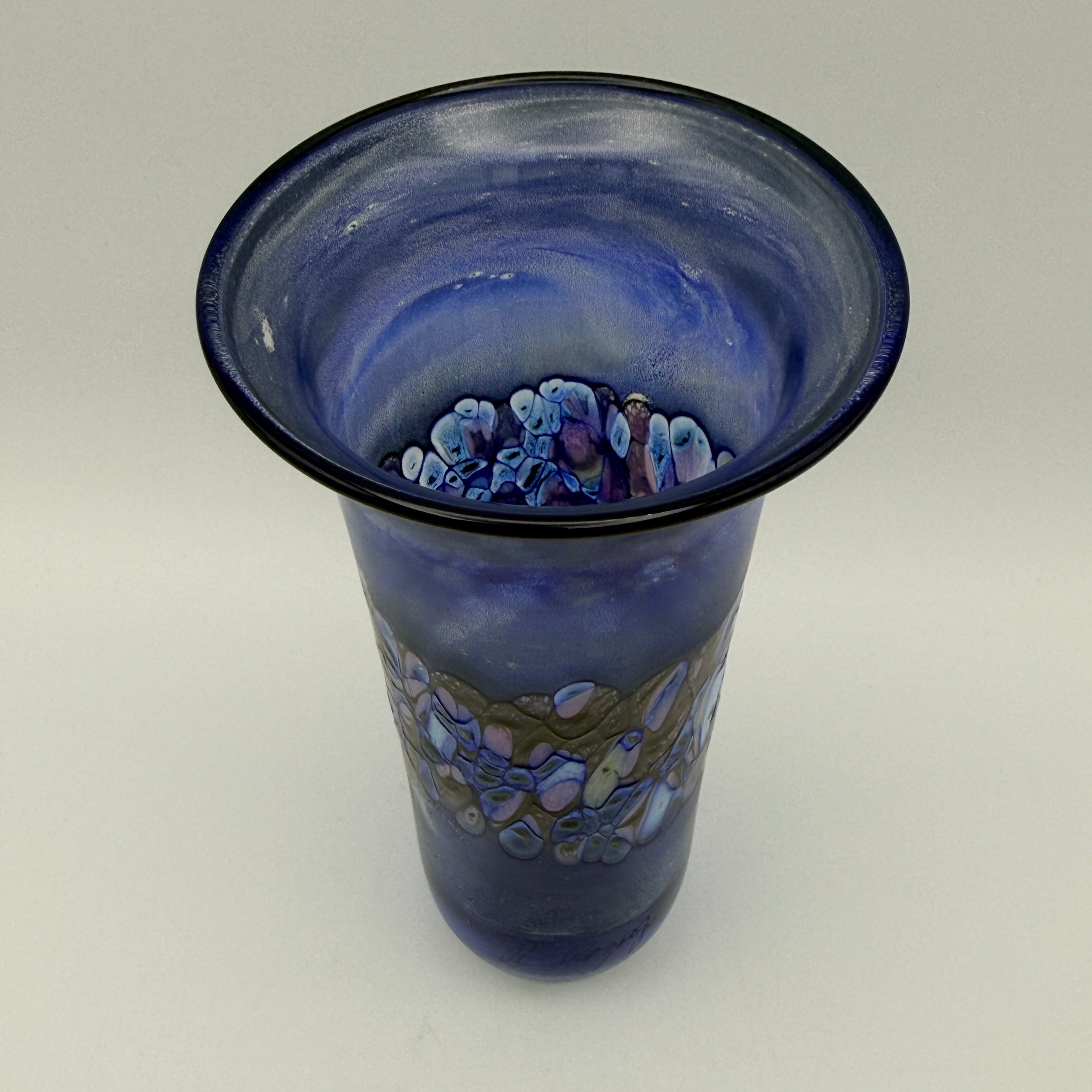 Reinhard Herzog Studioglas Vase Signiert I Blau Rosé 1980er Kunstglas Reinhard Herzog