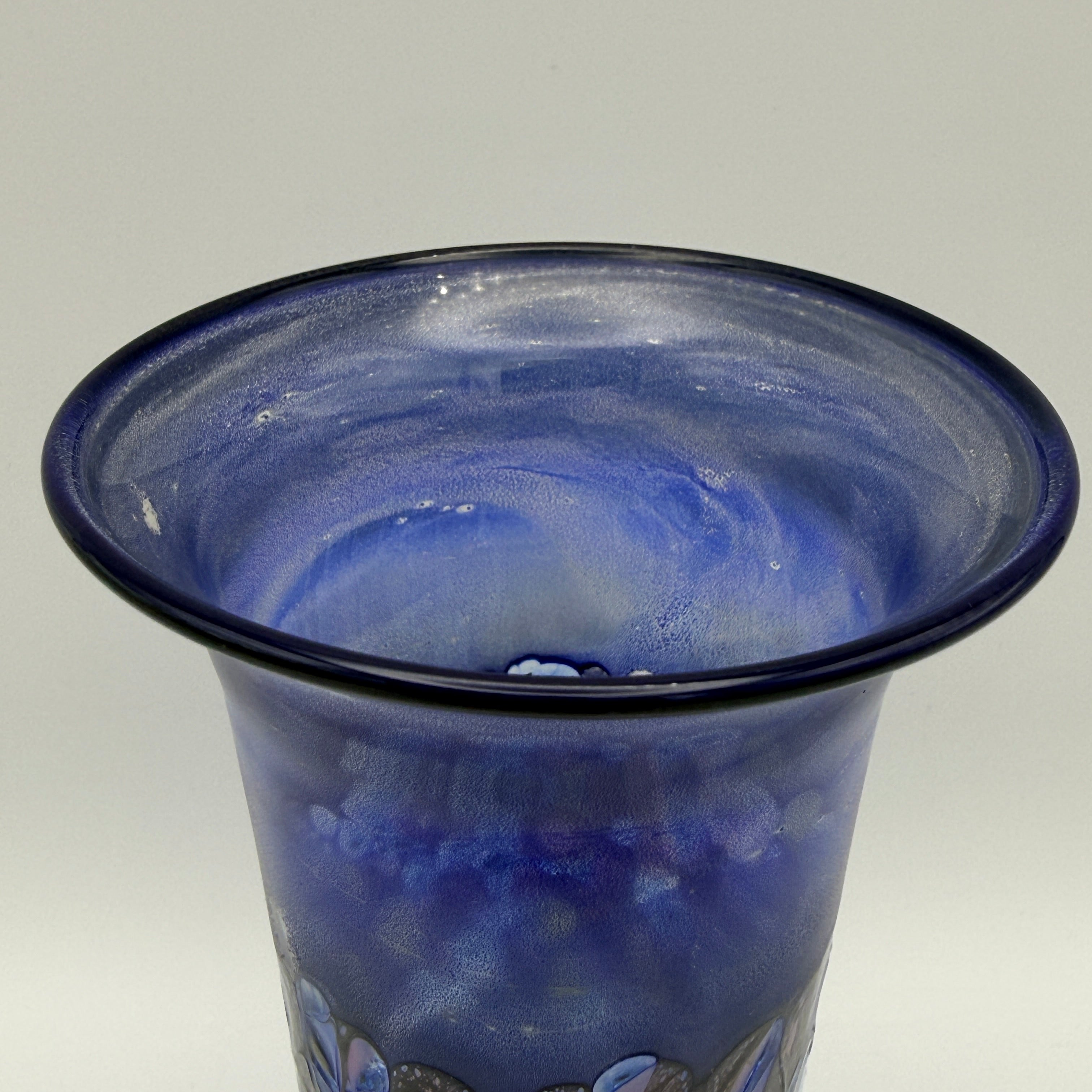 Reinhard Herzog Studioglas Vase Signiert I Blau Rosé 1980er Kunstglas Reinhard Herzog
