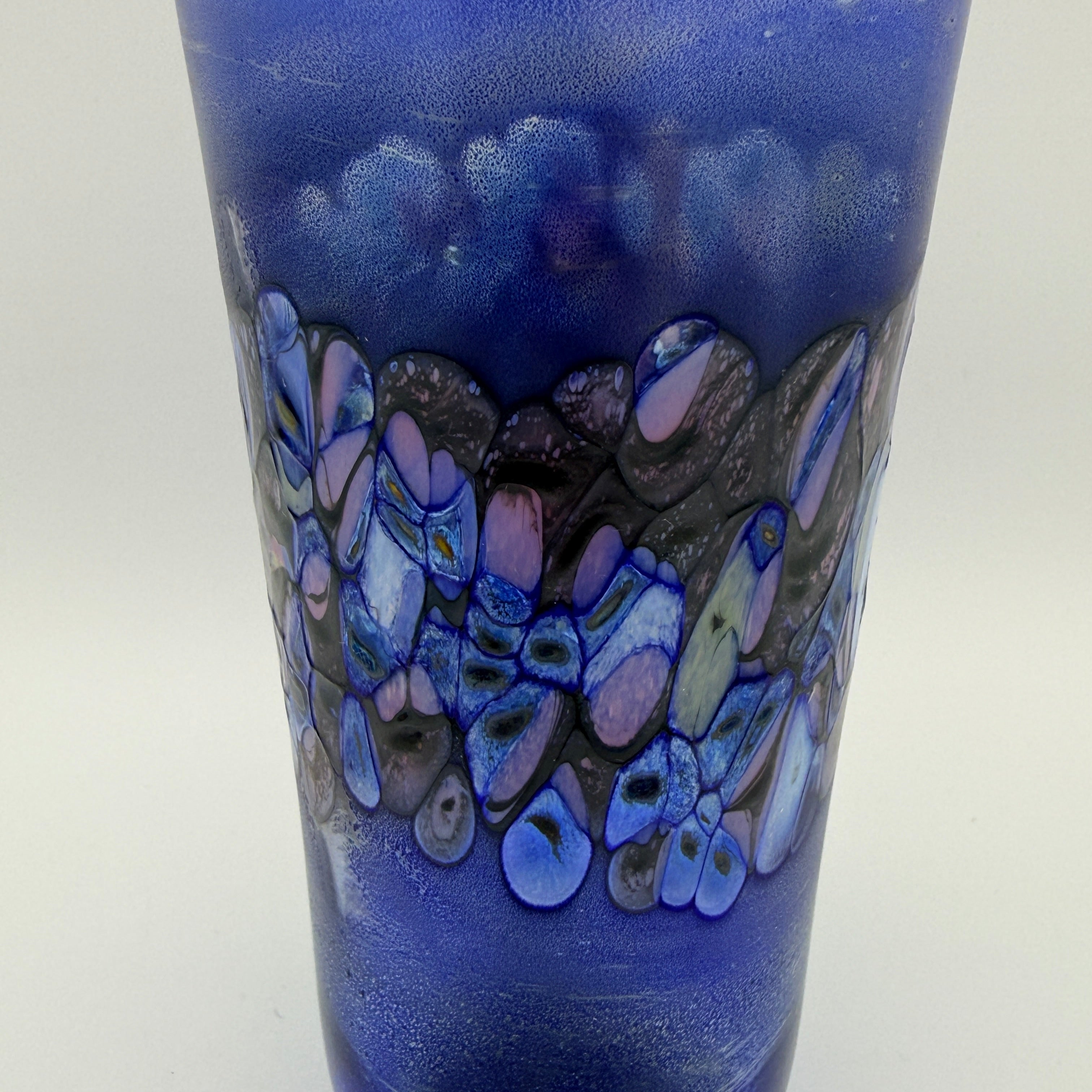 Reinhard Herzog Studioglas Vase Signiert I Blau Rosé 1980er Kunstglas Reinhard Herzog