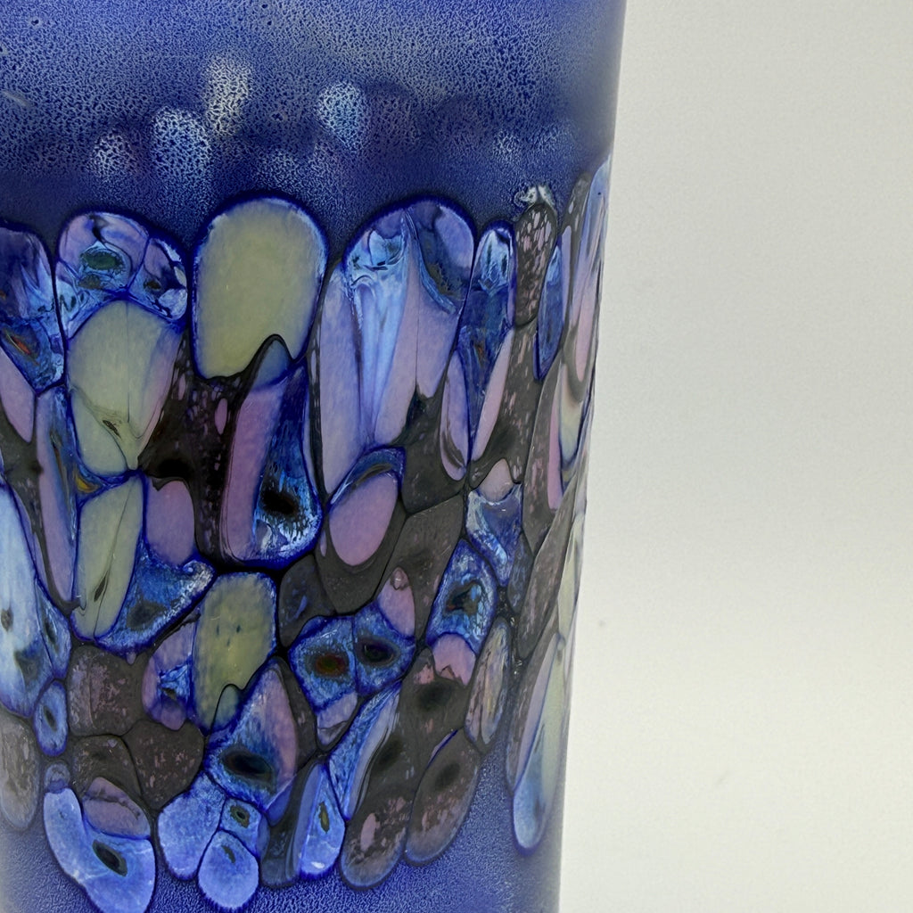 Reinhard Herzog Studioglas Vase Signiert I Blau Rosé 1980er Kunstglas Reinhard Herzog