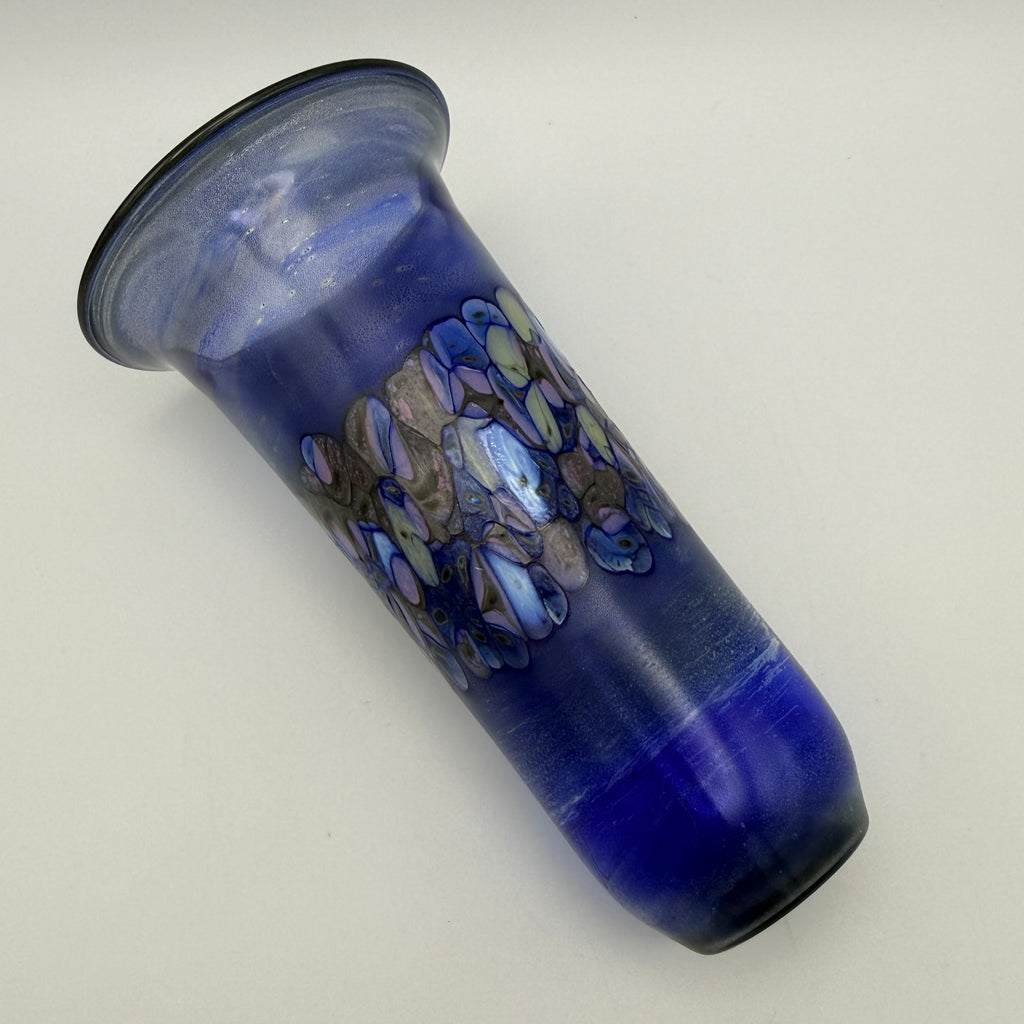 Reinhard Herzog Studioglas Vase Signiert I Blau Rosé 1980er Kunstglas Reinhard Herzog