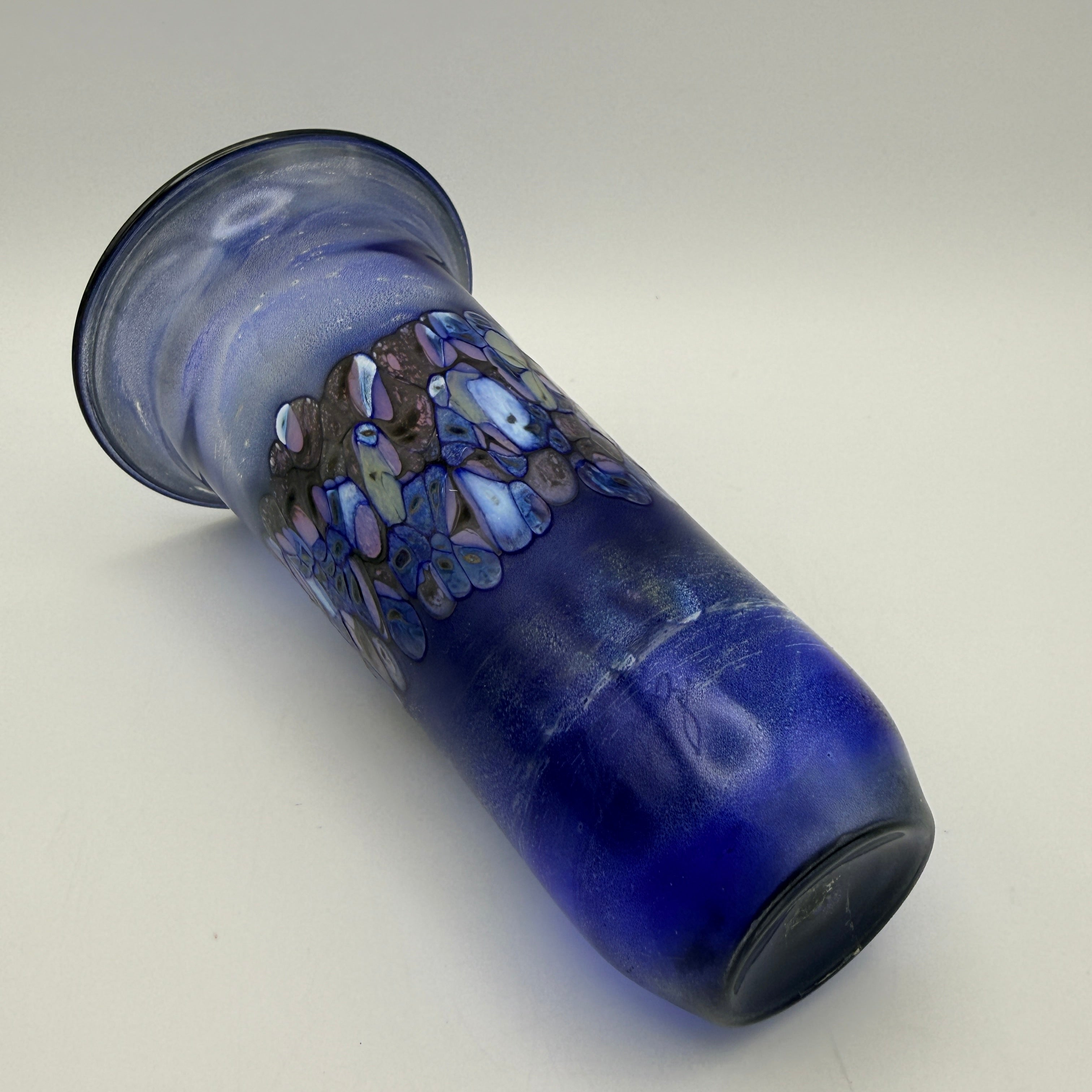 Reinhard Herzog Studioglas Vase Signiert I Blau Rosé 1980er Kunstglas Reinhard Herzog