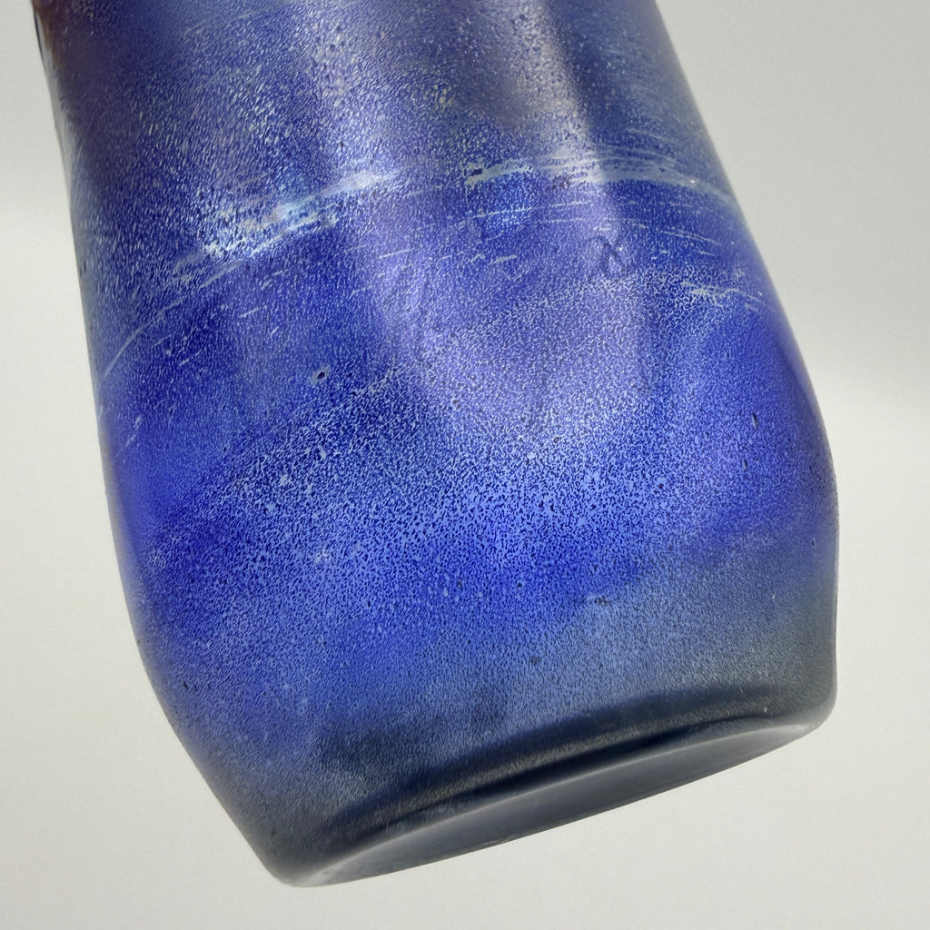 Reinhard Herzog Studioglas Vase Signiert I Blau Rosé 1980er Kunstglas Reinhard Herzog