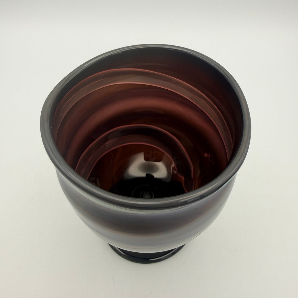 Krauspe Zwiesel Kelch Glas Mundgeblasen I Irisierend Blau Signiert Vintage Glasbläserei G. Krauspe
