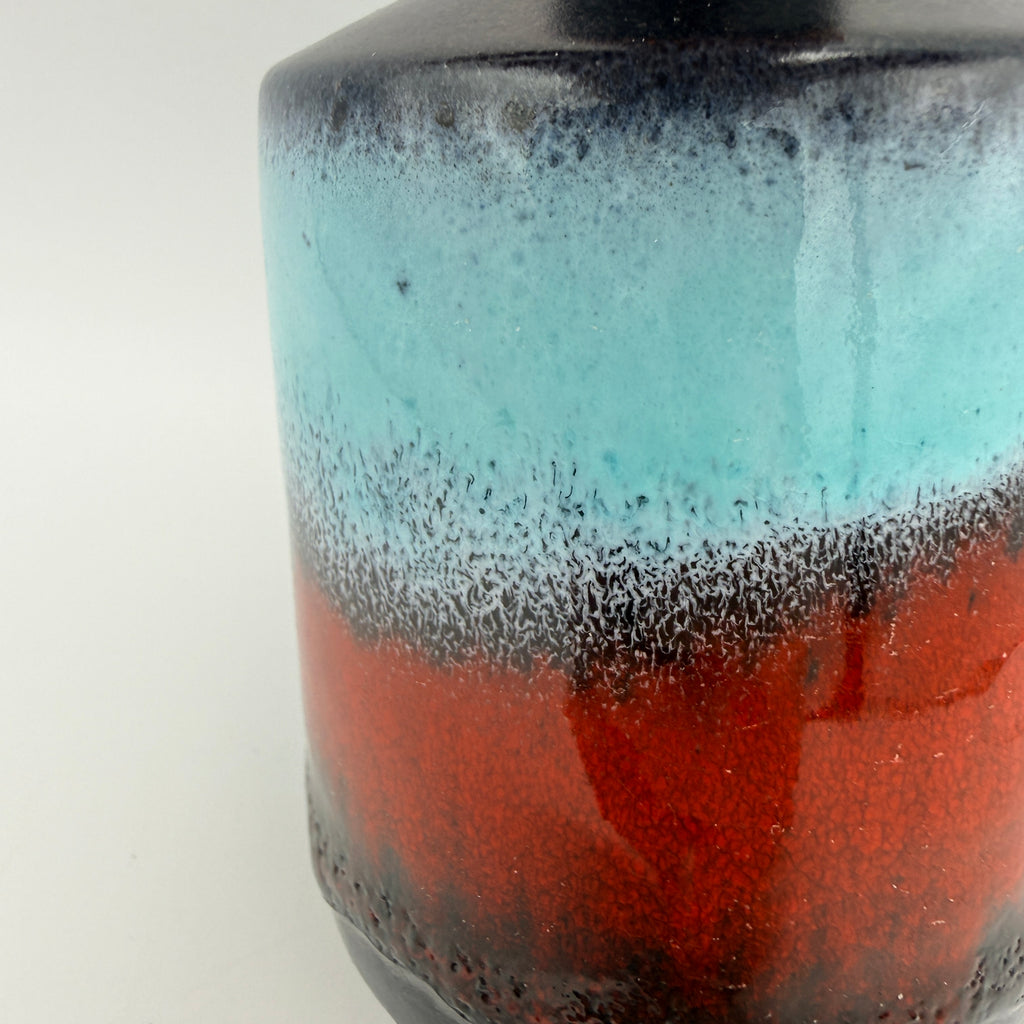 W.-Germany Vase Vintage Pop Art Keramik Schwarz Rot Türkis ca. 1970 Showroom Ansbach