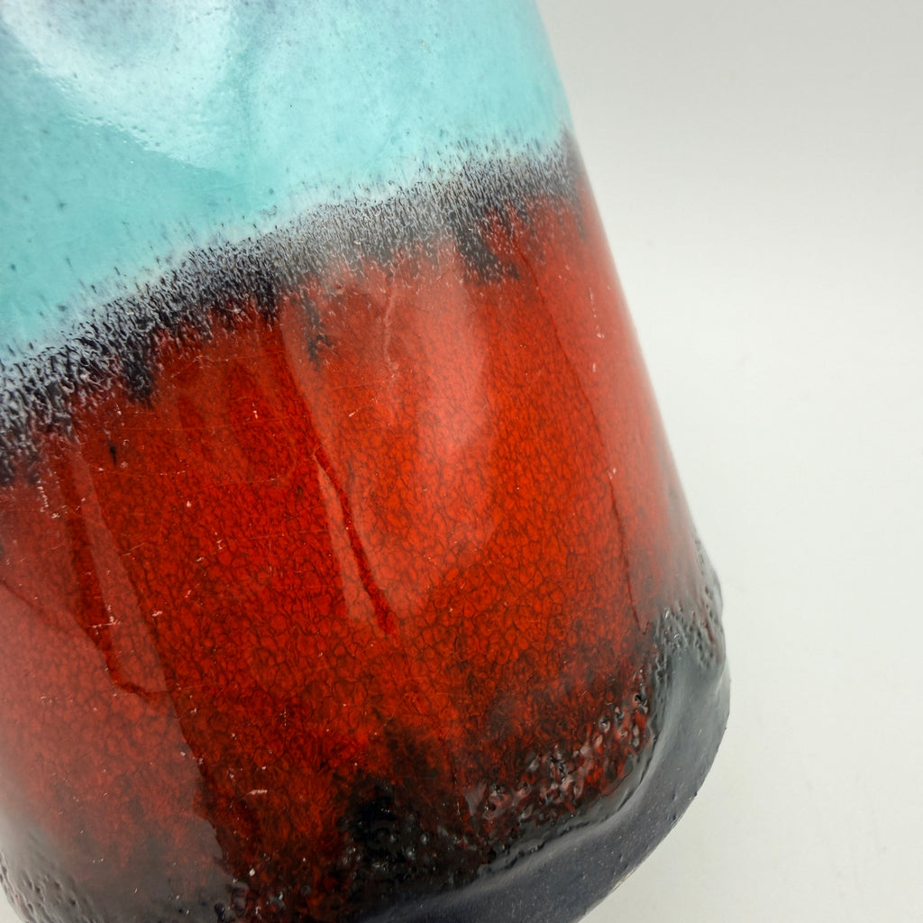 W.-Germany Vase Vintage Pop Art Keramik Schwarz Rot Türkis ca. 1970 Showroom Ansbach