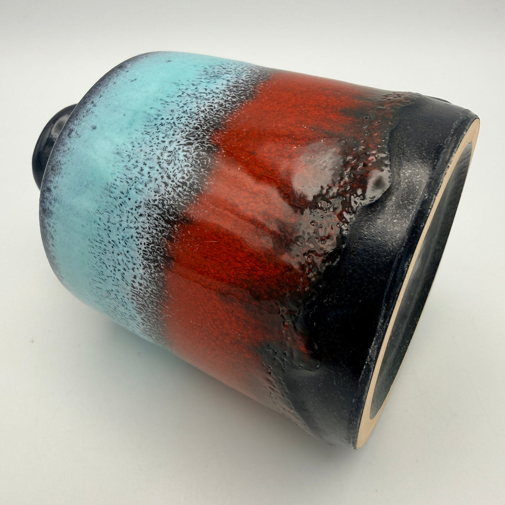 W.-Germany Vase Vintage Pop Art Keramik Schwarz Rot Türkis ca. 1970 Showroom Ansbach