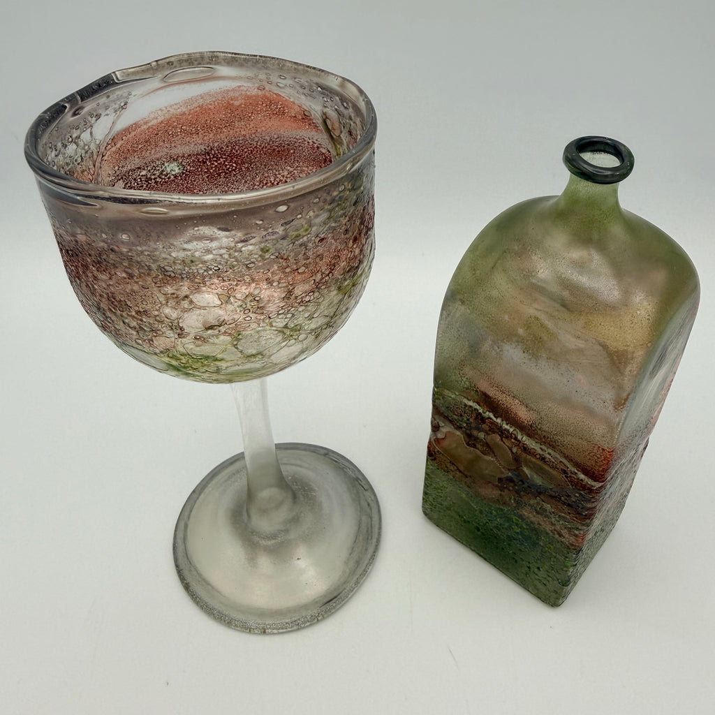 Lubomir Hora Studioglas Set 1981 I Kelch Flasche Signiert Vintage Unikat Lubomir Hora