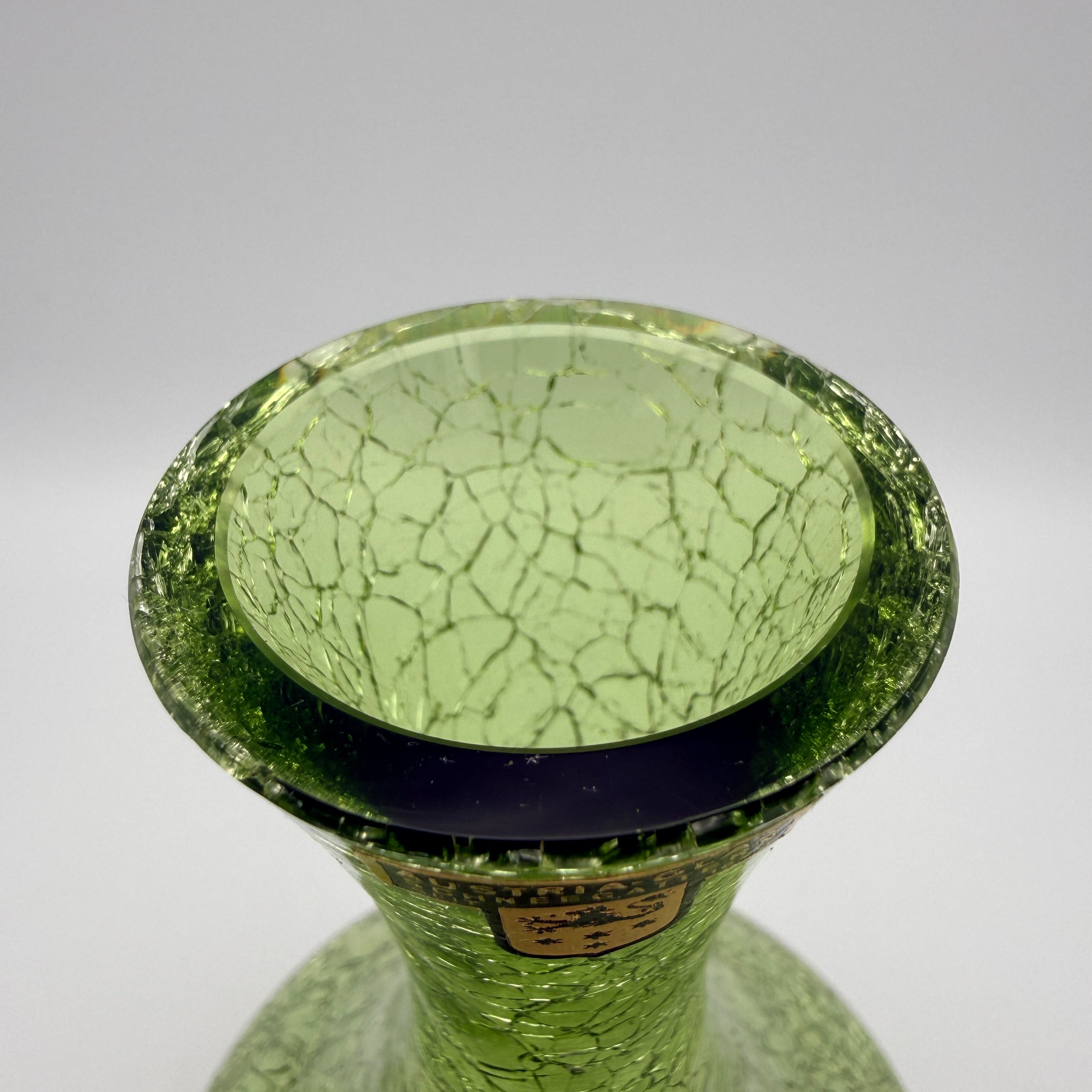 Austria Glas Schneegattern Vase Craquele I Grün Eisglas Vintage ca. 1970 Austria-Glas Schneegattern