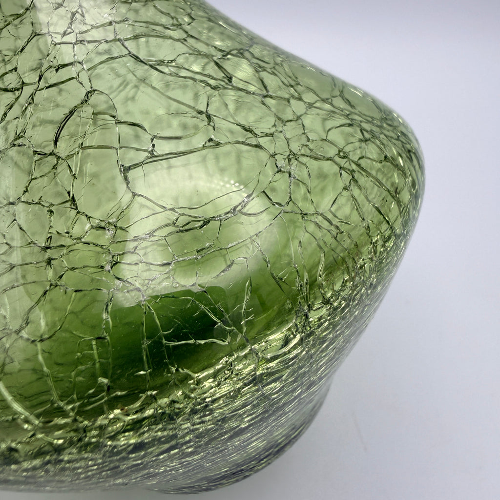 Austria Glas Schneegattern Vase Craquele I Grün Eisglas Vintage ca. 1970 Austria-Glas Schneegattern