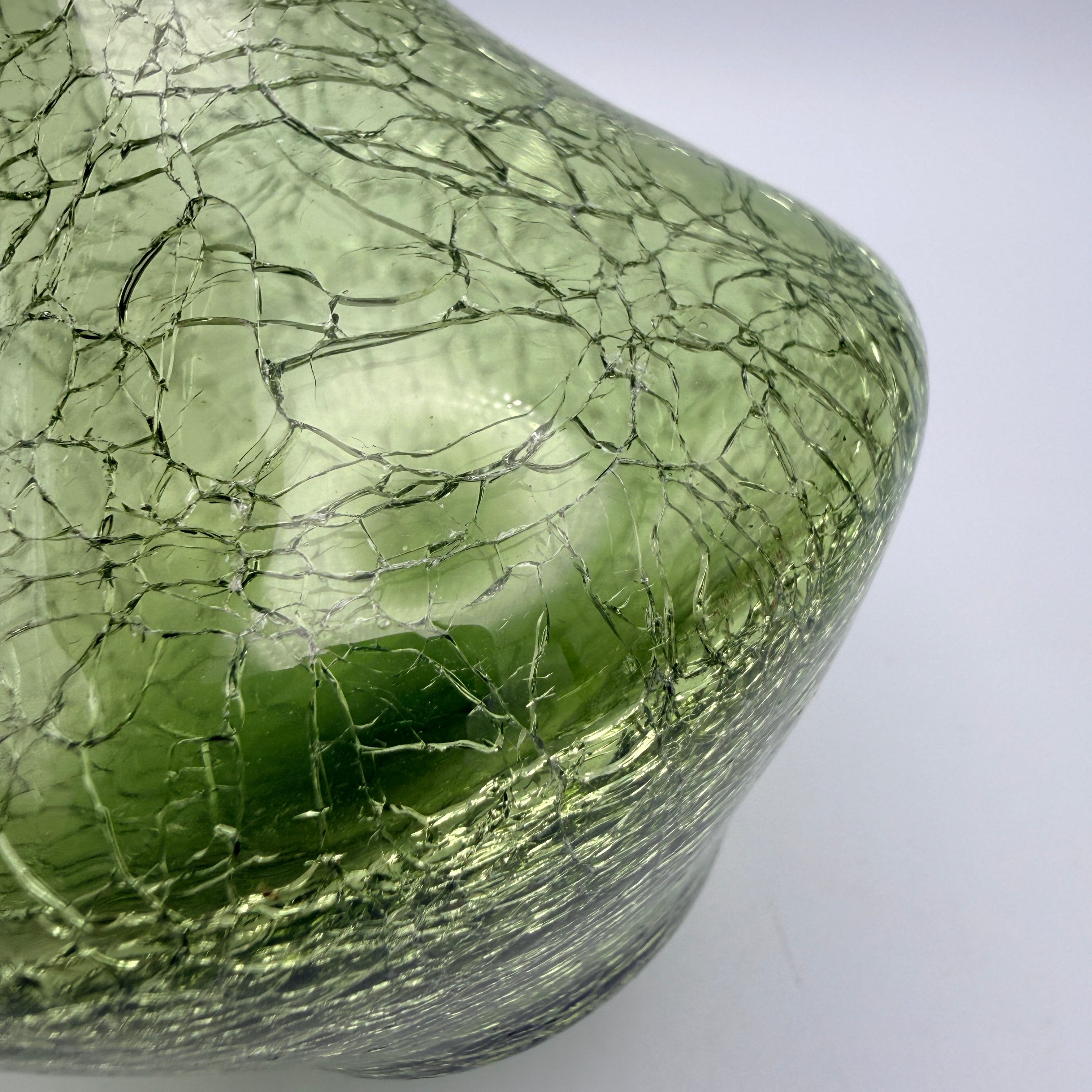 Austria Glas Schneegattern Vase Craquele I Grün Eisglas Vintage ca. 1970 Austria-Glas Schneegattern