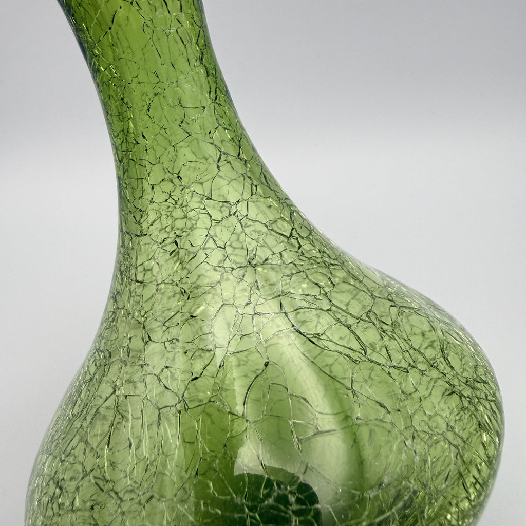 Austria Glas Schneegattern Vase Craquele I Grün Eisglas Vintage ca. 1970 Austria-Glas Schneegattern