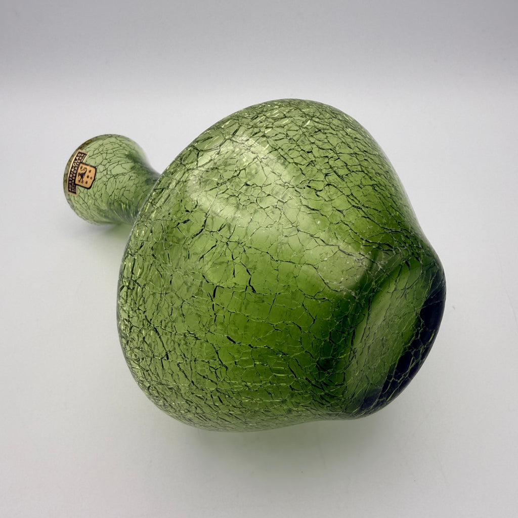 Austria Glas Schneegattern Vase Craquele I Grün Eisglas Vintage ca. 1970 Austria-Glas Schneegattern