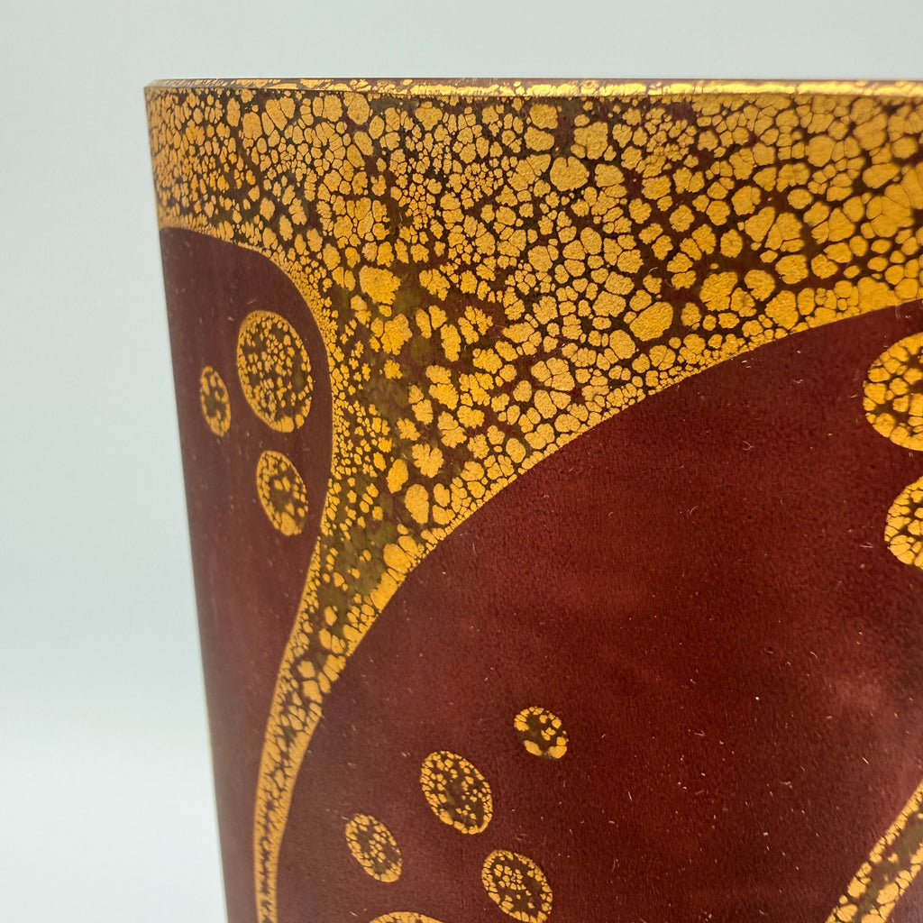 Glasvase Oval Weinrot Gold I Jugendstil-Stil Dekovase Satinglas Vintage Showroom Ansbach