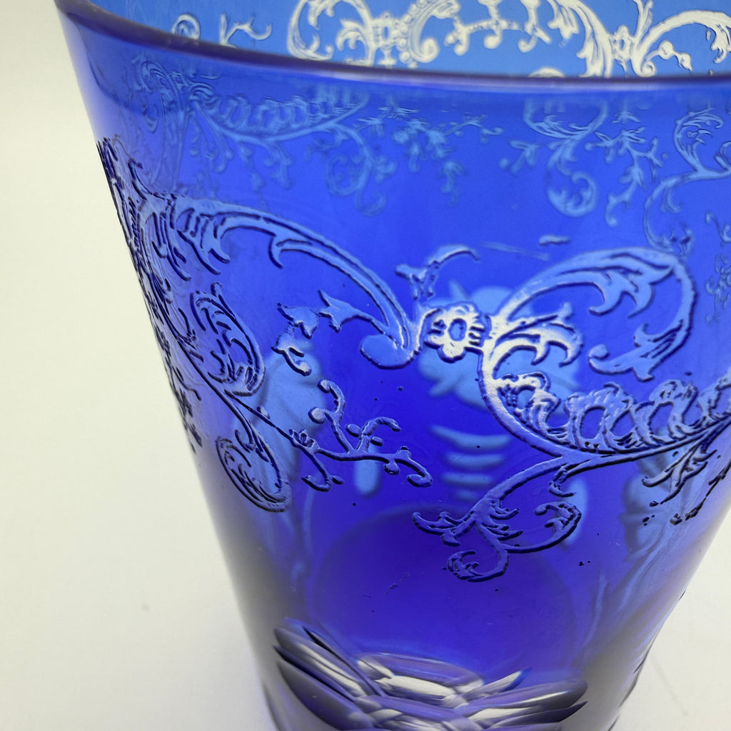 Überfang Becher Kobaltblau I Historismus Biedermeier Glas antik ca. 1900 Showroom Ansbach
