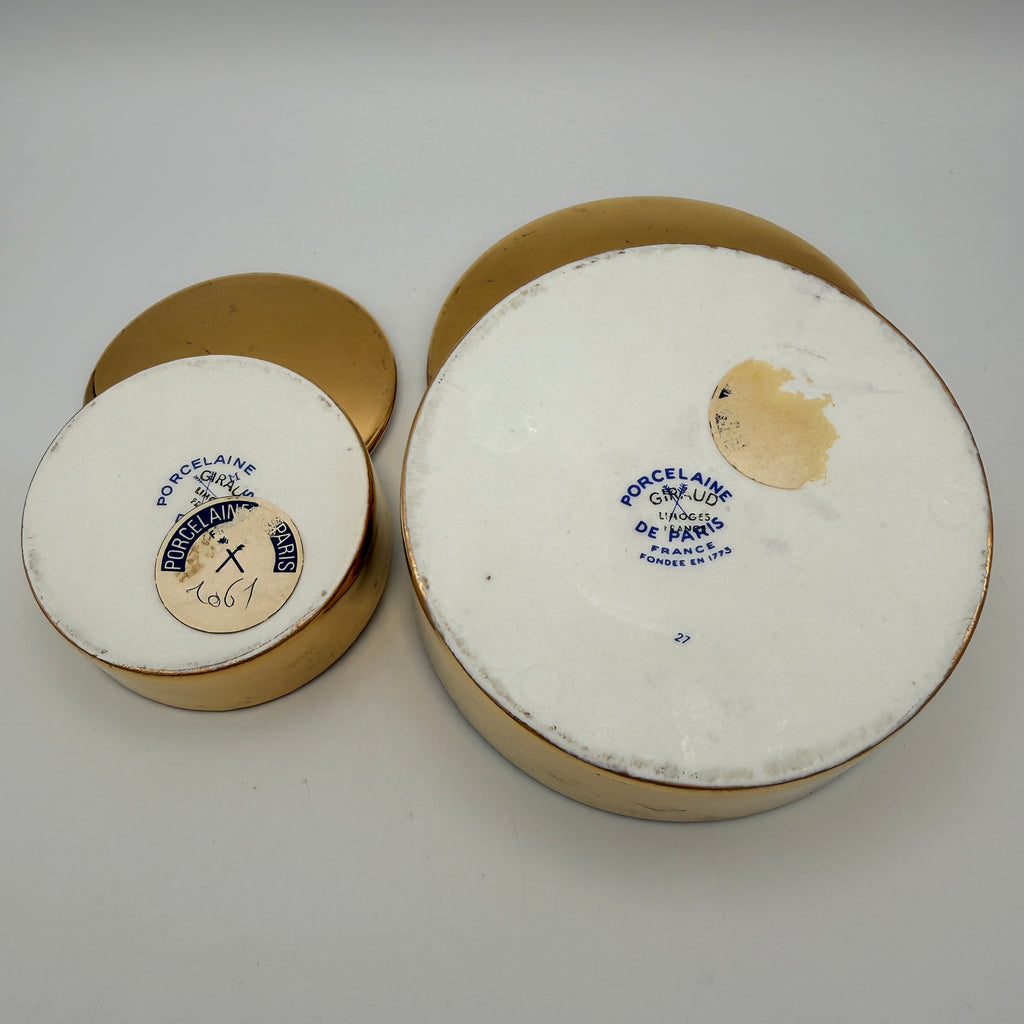 Limoges Porzellan 2er Set Dosen Gold Giraud Paris Schmuckdose Vintage um 1970 Limoges