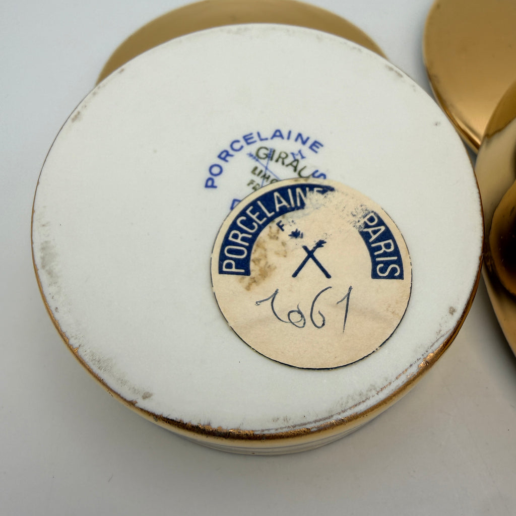 Limoges Porzellan 2er Set Dosen Gold Giraud Paris Schmuckdose Vintage um 1970 Limoges