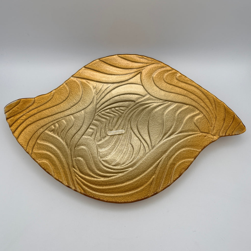 Formano Glas Dekoschale Gold Blattform I Elegante Design Tischdeko Vintage Formano