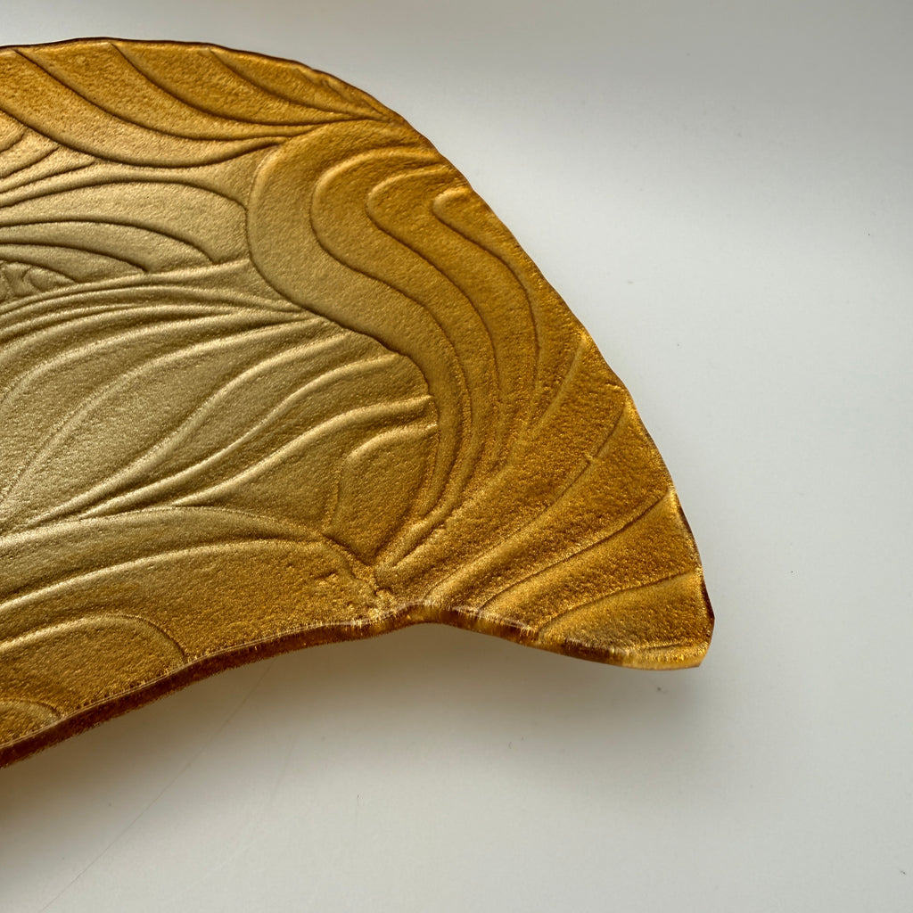 Formano Glas Dekoschale Gold Blattform I Elegante Design Tischdeko Vintage Formano