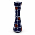 Ilkra Edelkeramik Vase 1035/25 Blau Rot Gitter Fat Lava Vintage 1960er Ilkra Edelkeramik