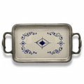 Italienisches Keramik Tablett Blau Weiss Handbemalt Metall Griff Vintage 1980 Showroom Ansbach