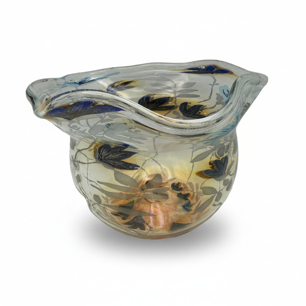 Vera Walther Studio Glas Vase Schale Floral Signiert Kunstglas Vintage 1980er Vera Walther