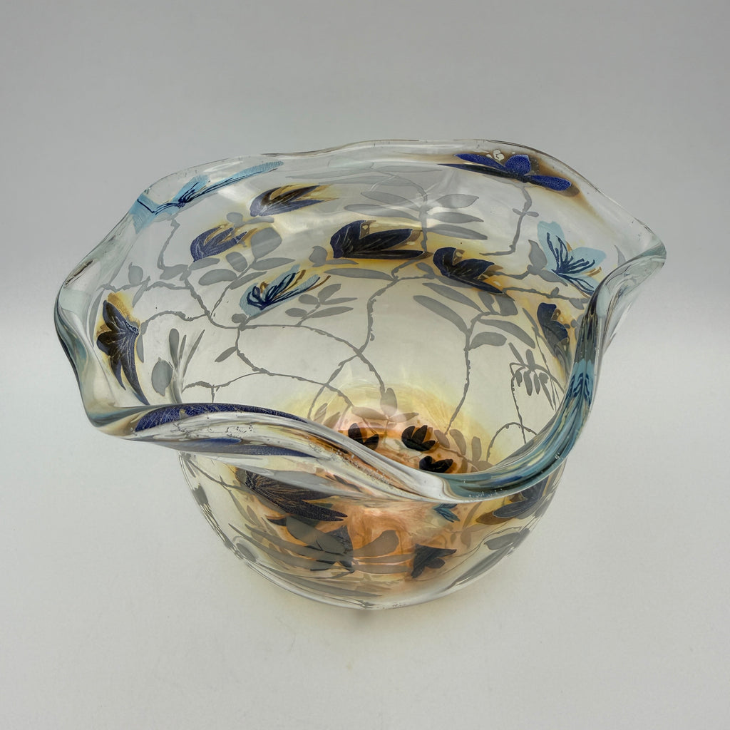 Vera Walther Studio Glas Vase Schale Floral Signiert Kunstglas Vintage 1980er Vera Walther