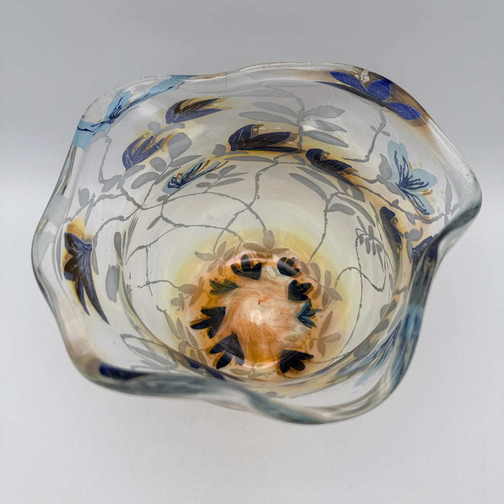 Vera Walther Studio Glas Vase Schale Floral Signiert Kunstglas Vintage 1980er Vera Walther