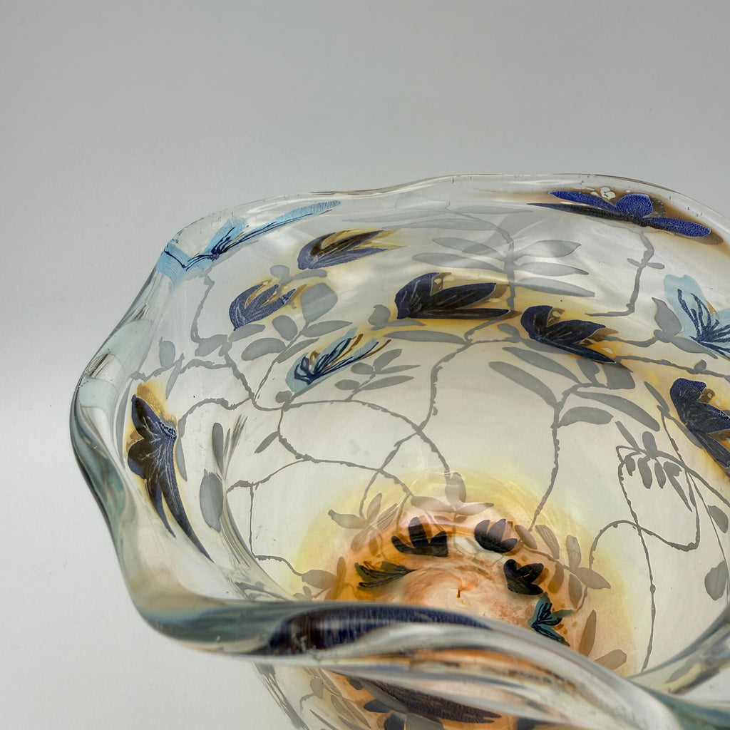 Vera Walther Studio Glas Vase Schale Floral Signiert Kunstglas Vintage 1980er Vera Walther