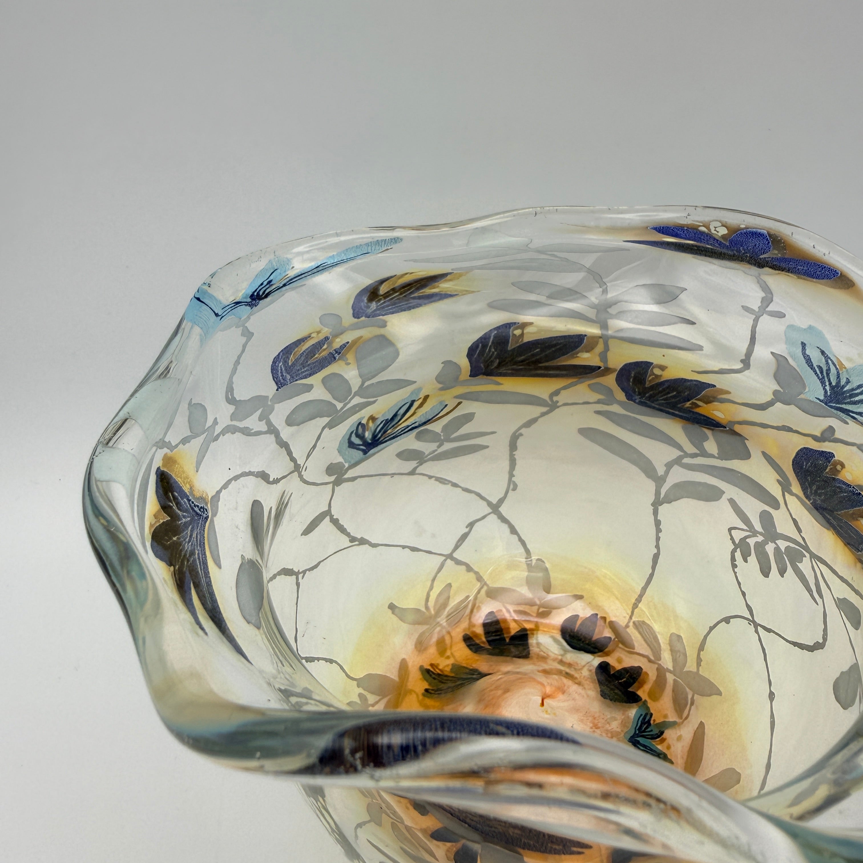 Vera Walther Studio Glas Vase Schale Floral Signiert Kunstglas Vintage 1980er Vera Walther
