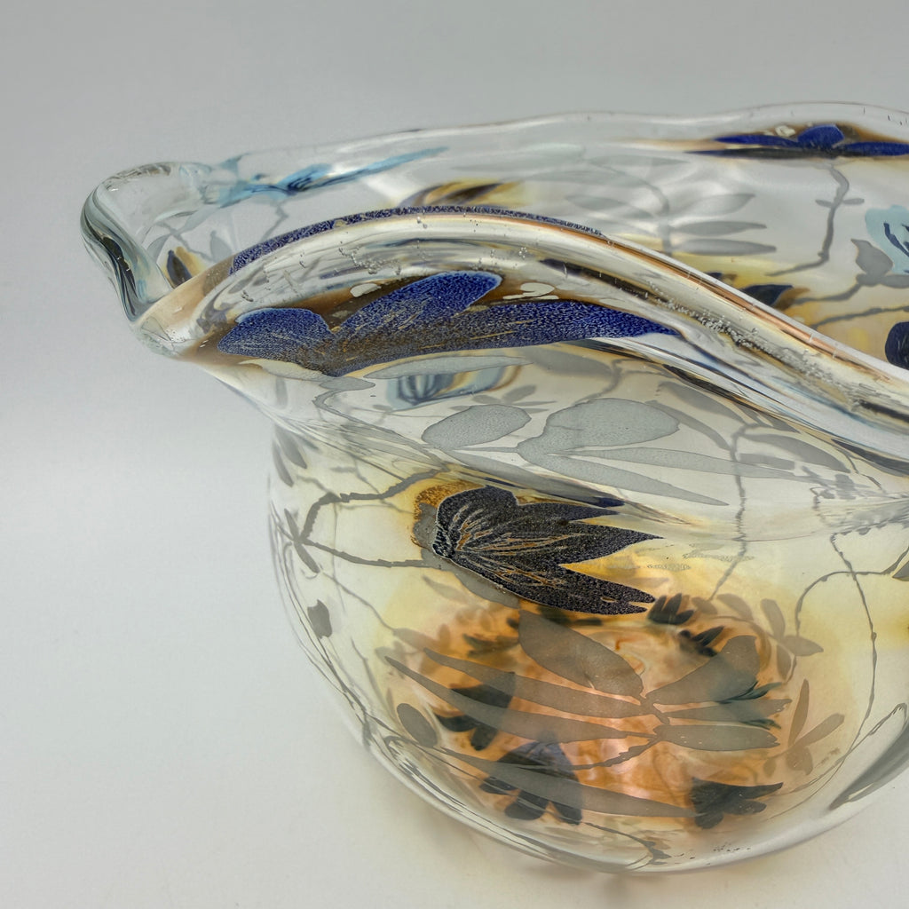 Vera Walther Studio Glas Vase Schale Floral Signiert Kunstglas Vintage 1980er Vera Walther