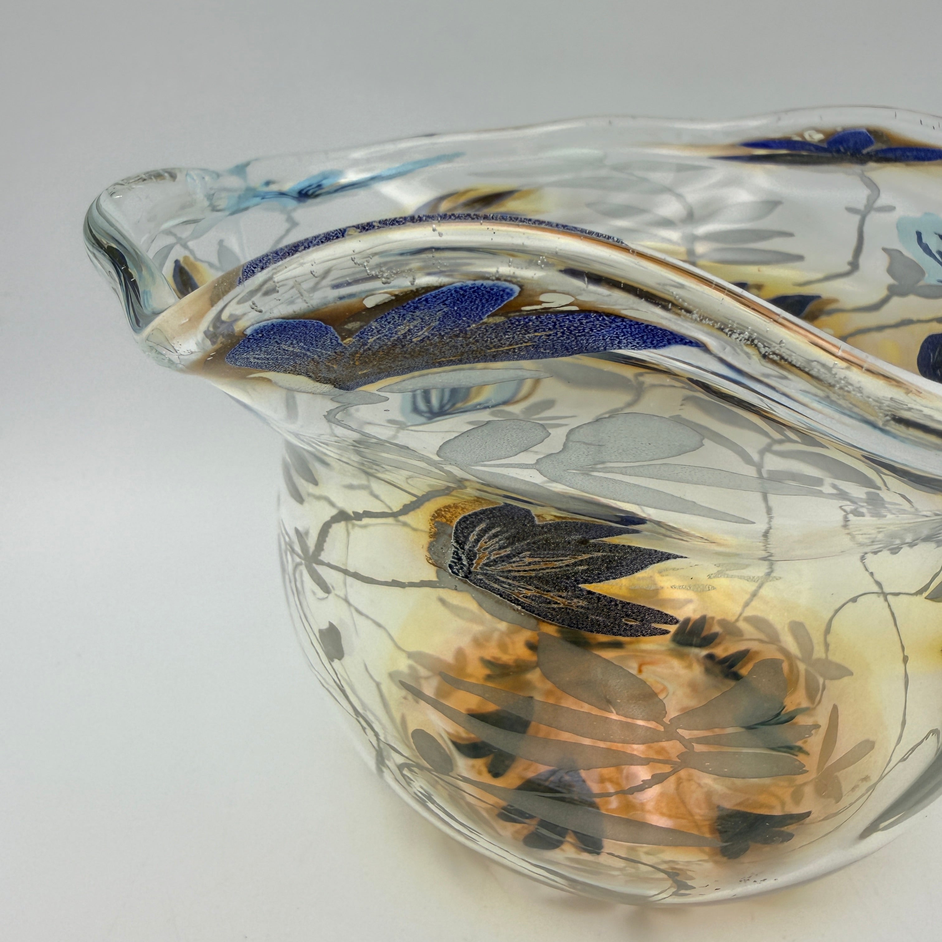 Vera Walther Studio Glas Vase Schale Floral Signiert Kunstglas Vintage 1980er Vera Walther