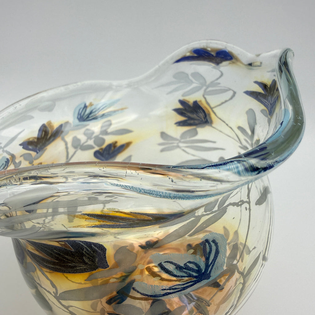Vera Walther Studio Glas Vase Schale Floral Signiert Kunstglas Vintage 1980er Vera Walther