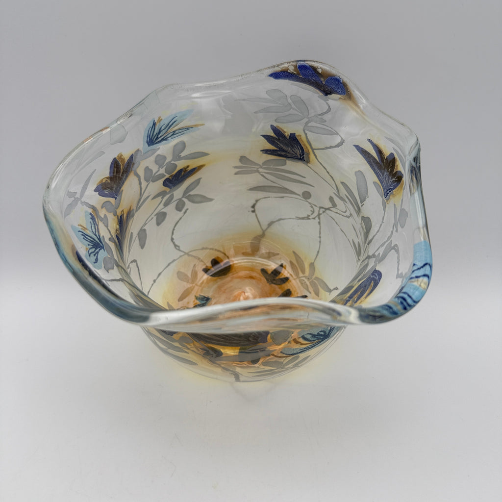 Vera Walther Studio Glas Vase Schale Floral Signiert Kunstglas Vintage 1980er Vera Walther