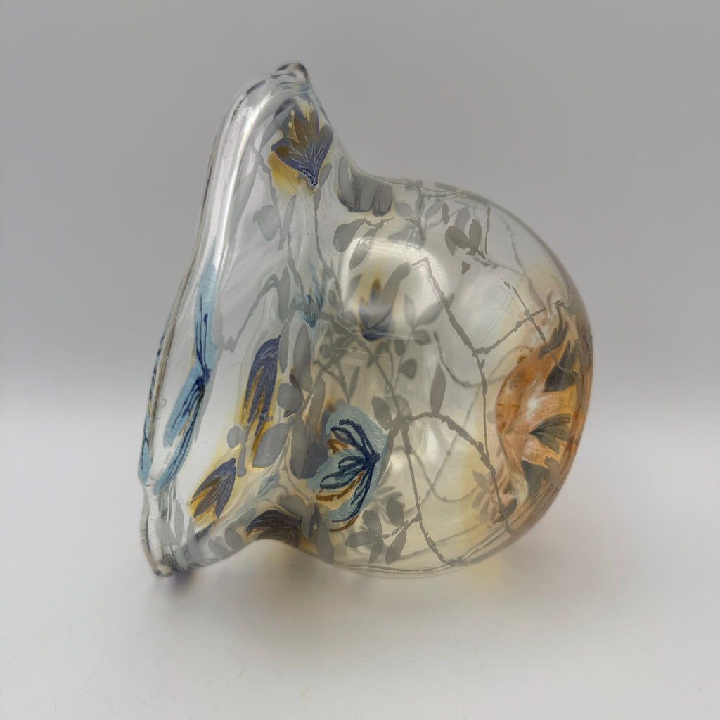 Vera Walther Studio Glas Vase Schale Floral Signiert Kunstglas Vintage 1980er Vera Walther
