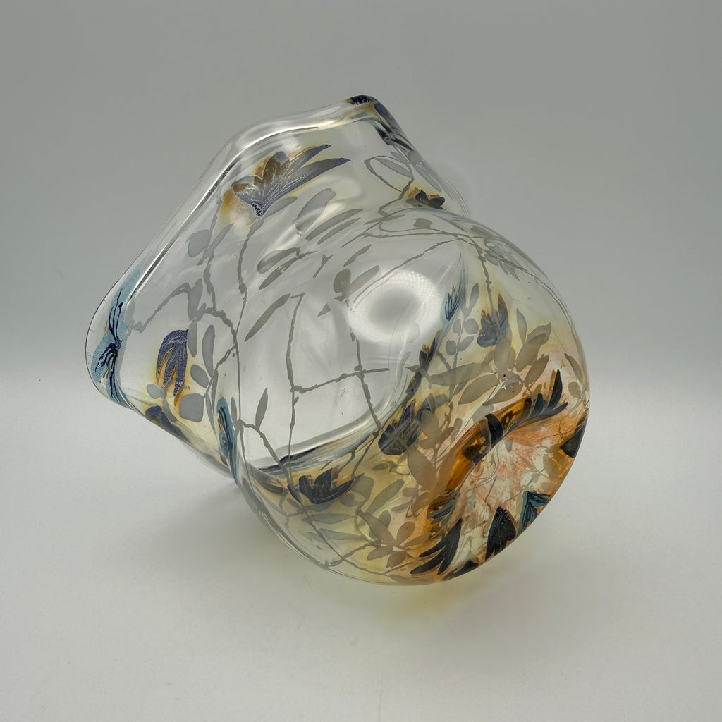 Vera Walther Studio Glas Vase Schale Floral Signiert Kunstglas Vintage 1980er Vera Walther