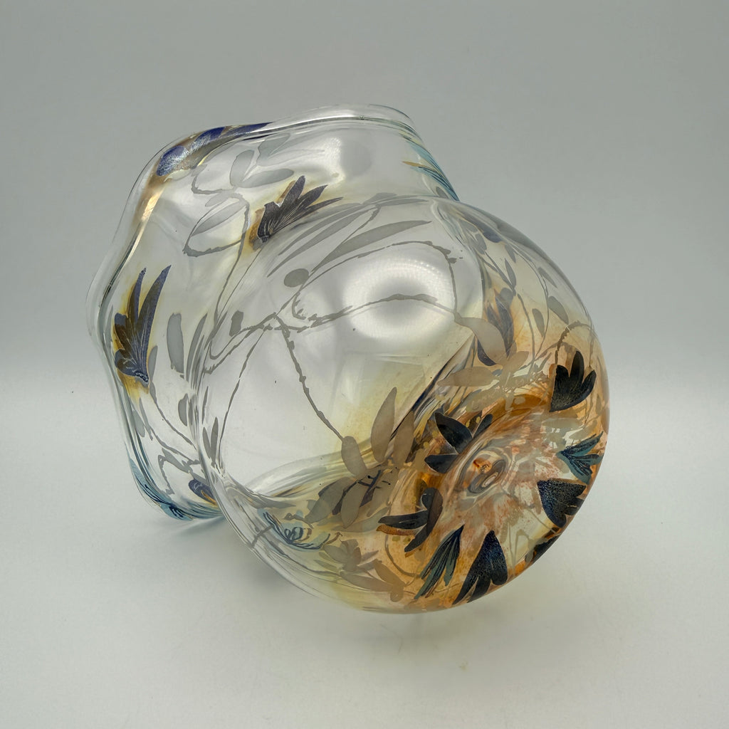 Vera Walther Studio Glas Vase Schale Floral Signiert Kunstglas Vintage 1980er Vera Walther