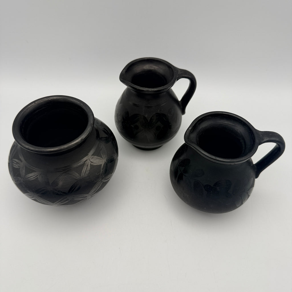 Istvan Fazekas Nadudvar Schwarzkeramik 3er Set Kruege Vase Ungarn Unikat 1999 István Fazekas