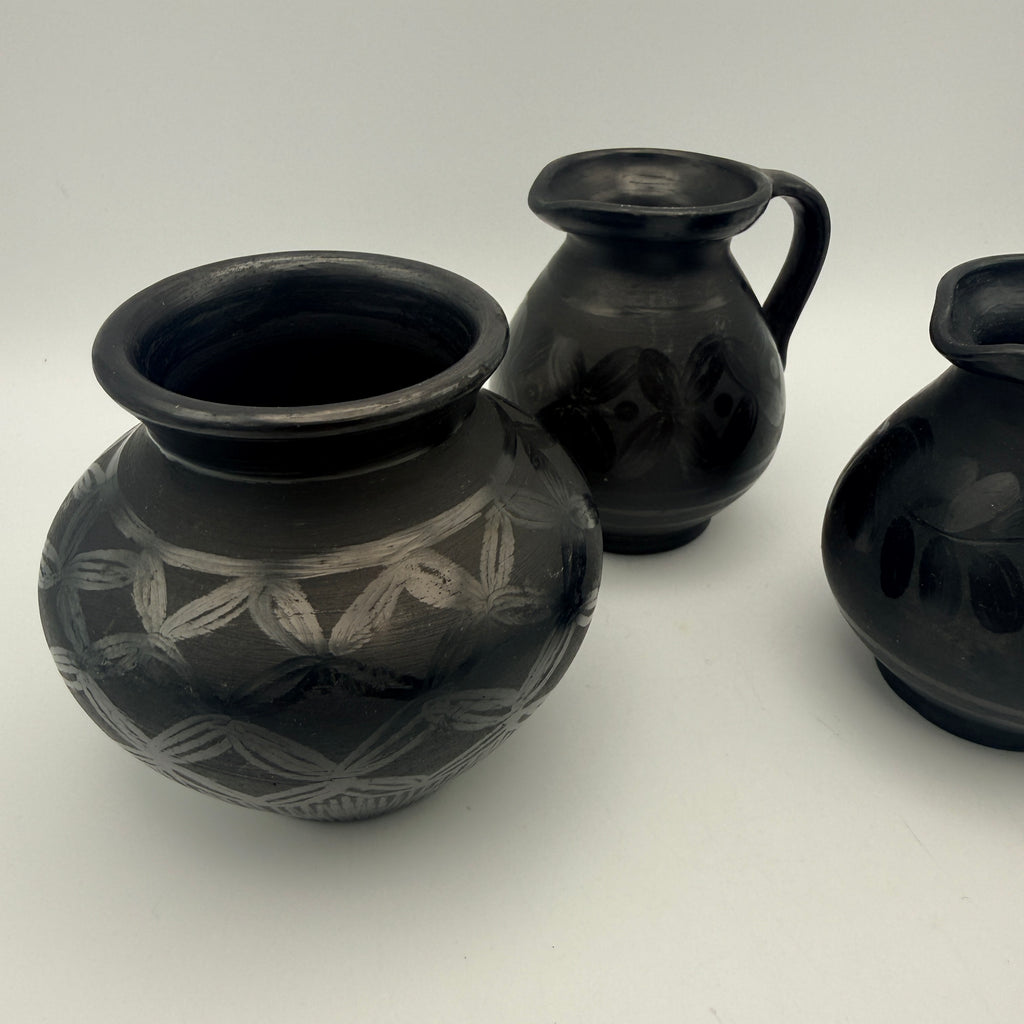 Istvan Fazekas Nadudvar Schwarzkeramik 3er Set Kruege Vase Ungarn Unikat 1999 István Fazekas