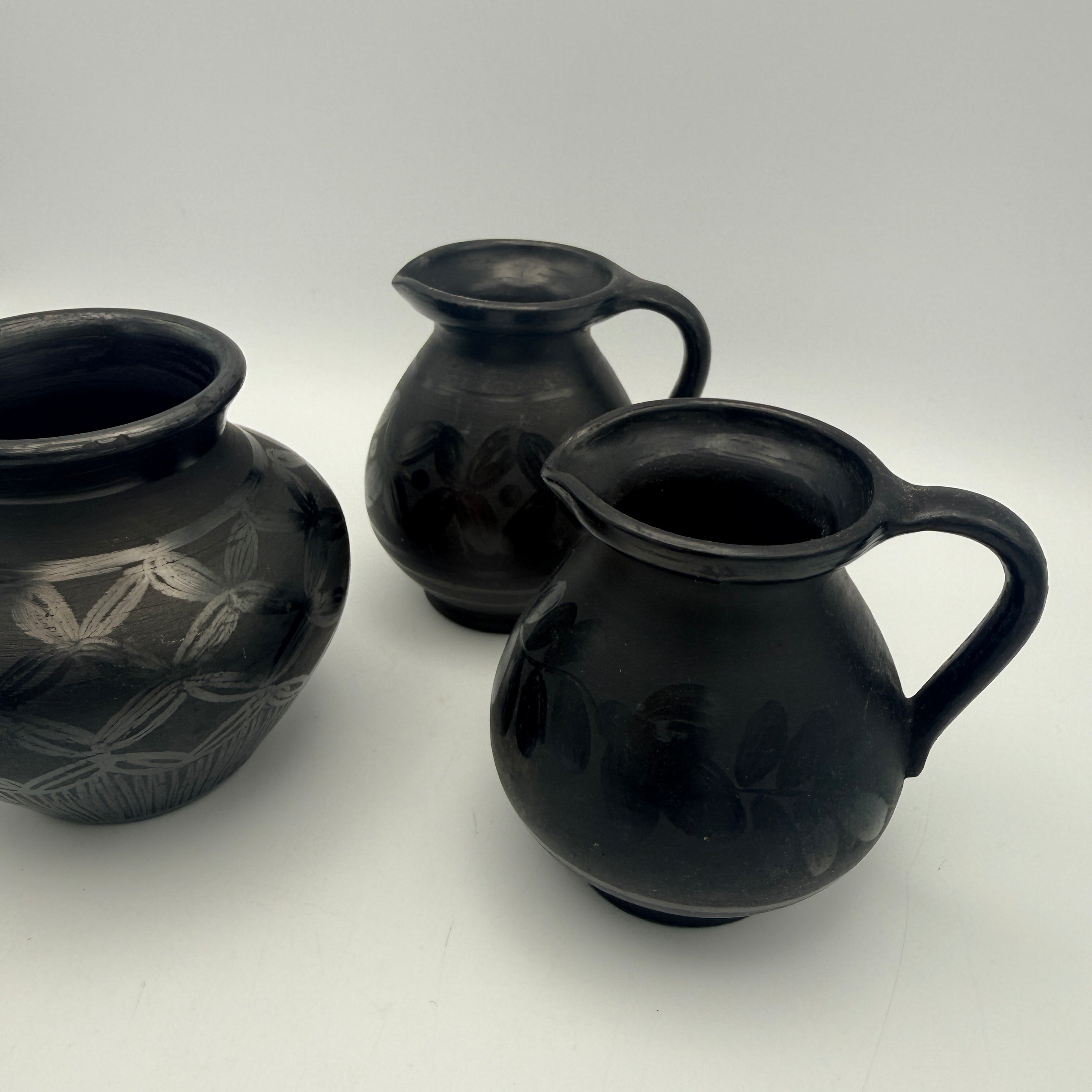 Istvan Fazekas Nadudvar Schwarzkeramik 3er Set Kruege Vase Ungarn Unikat 1999 István Fazekas
