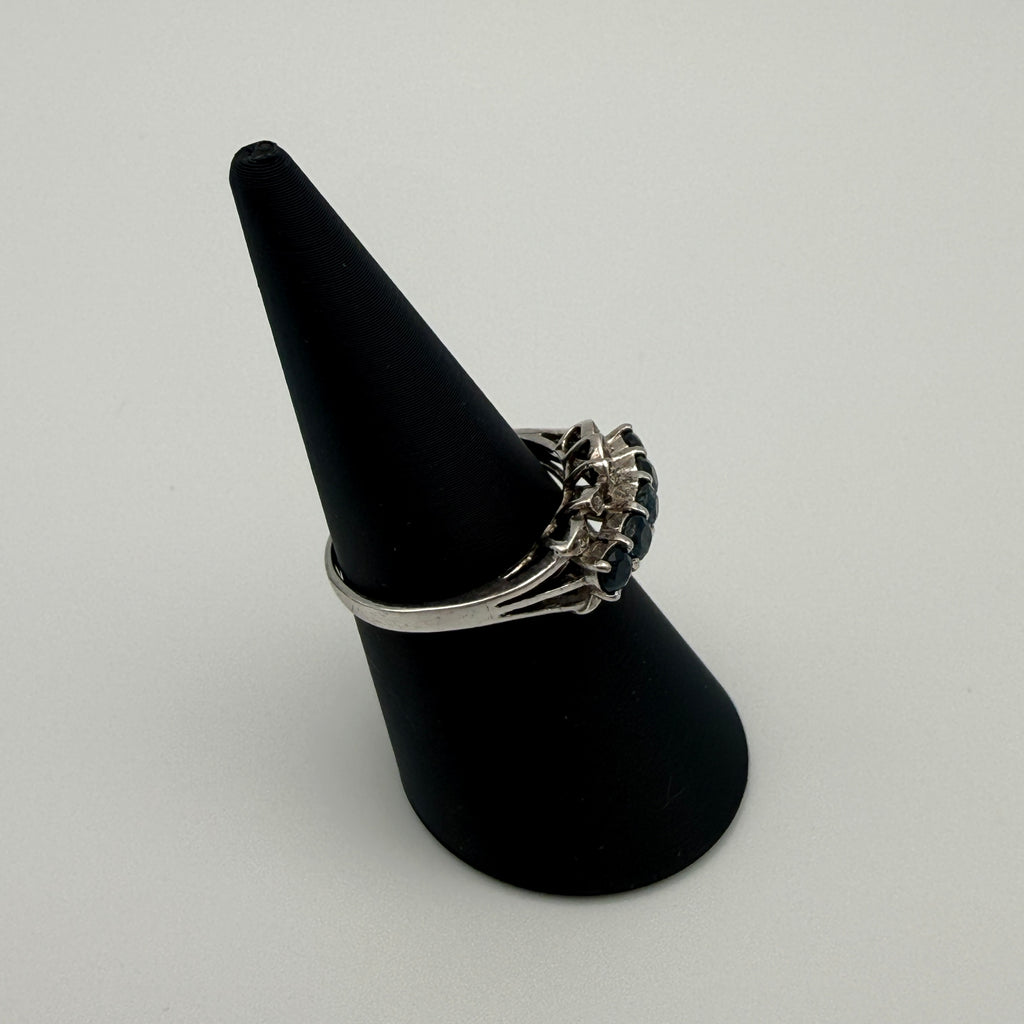 Silberring 925 Sterling Blau Gruene Steine Zirkonia Ring Gr 56 Vintage 1990 Showroom Ansbach