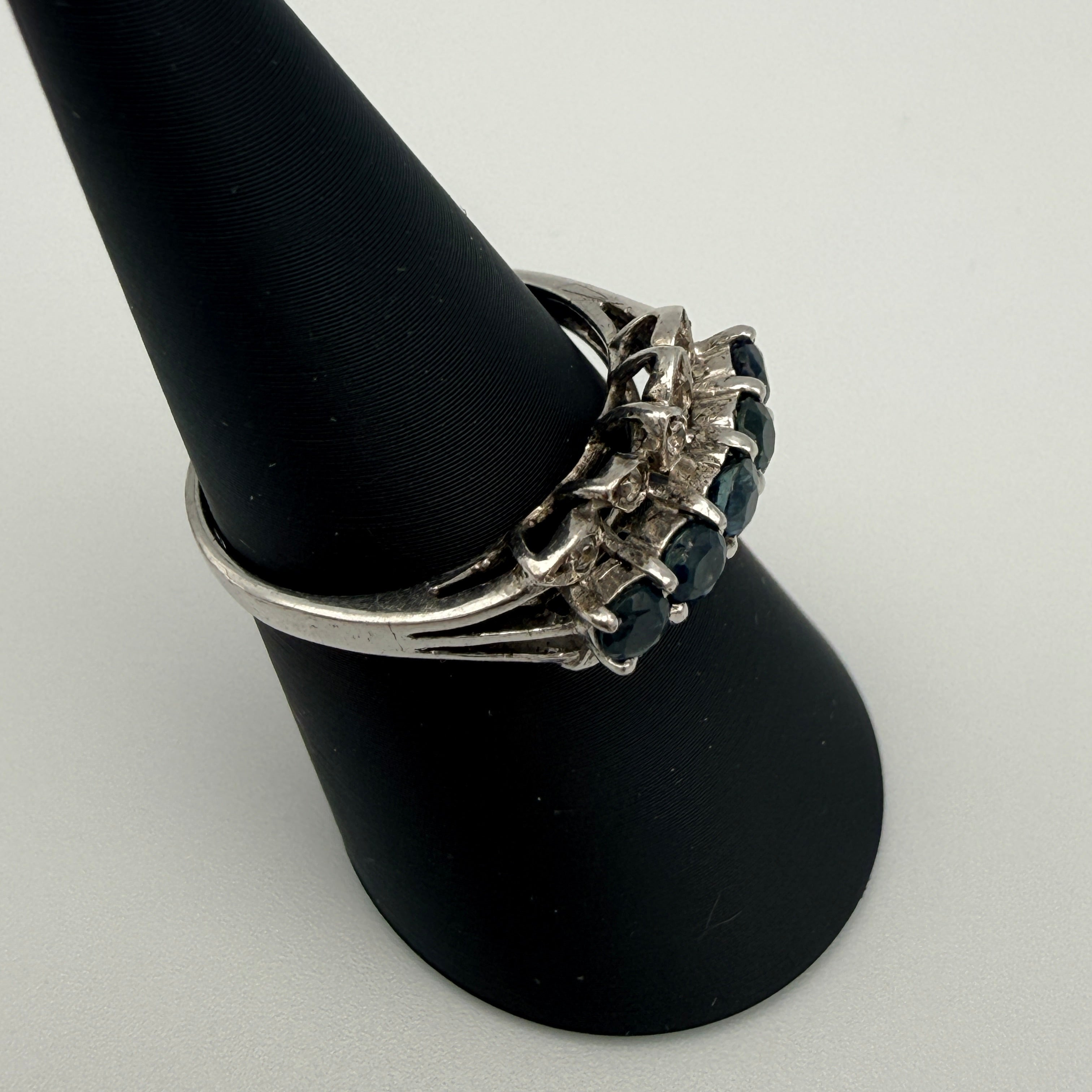 Silberring 925 Sterling Blau Gruene Steine Zirkonia Ring Gr 56 Vintage 1990 Showroom Ansbach