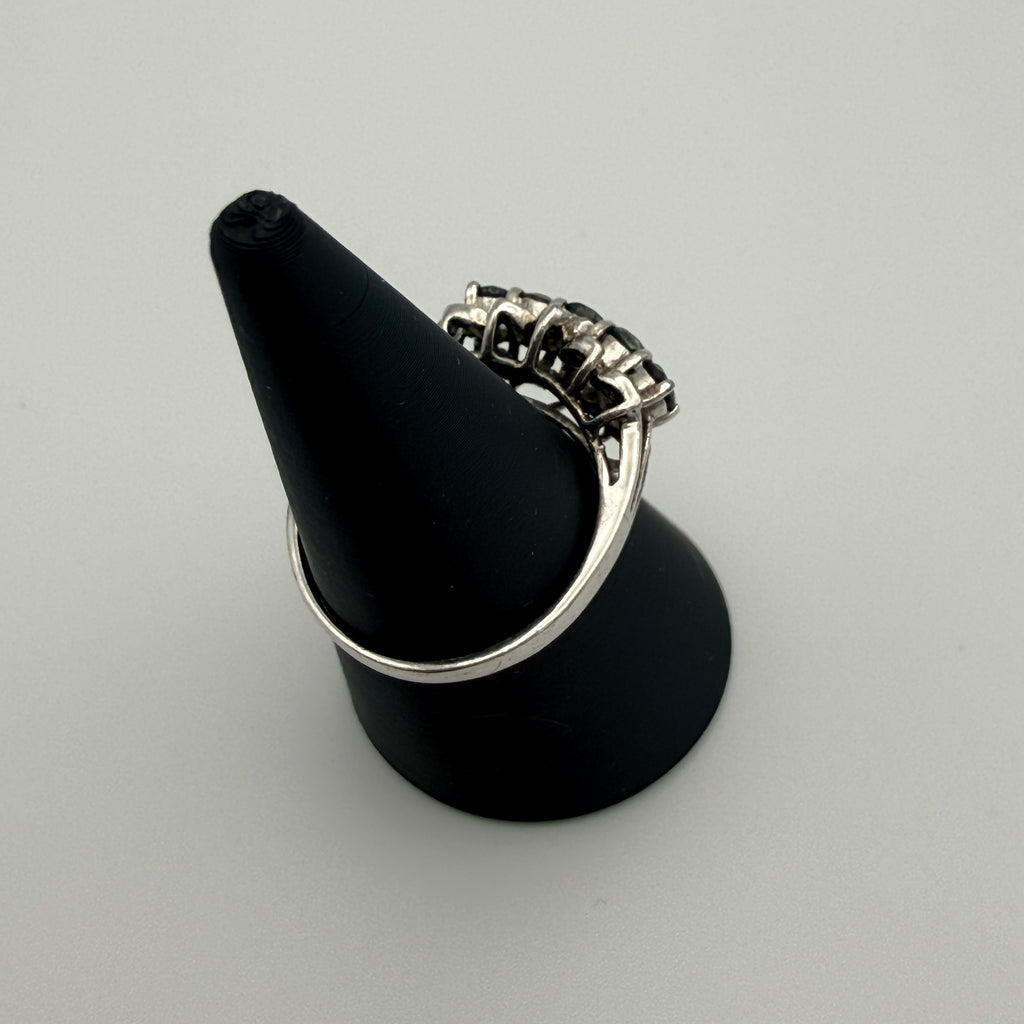 Silberring 925 Sterling Blau Gruene Steine Zirkonia Ring Gr 56 Vintage 1990 Showroom Ansbach