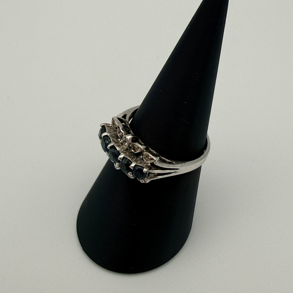 Silberring 925 Sterling Blau Gruene Steine Zirkonia Ring Gr 56 Vintage 1990 Showroom Ansbach