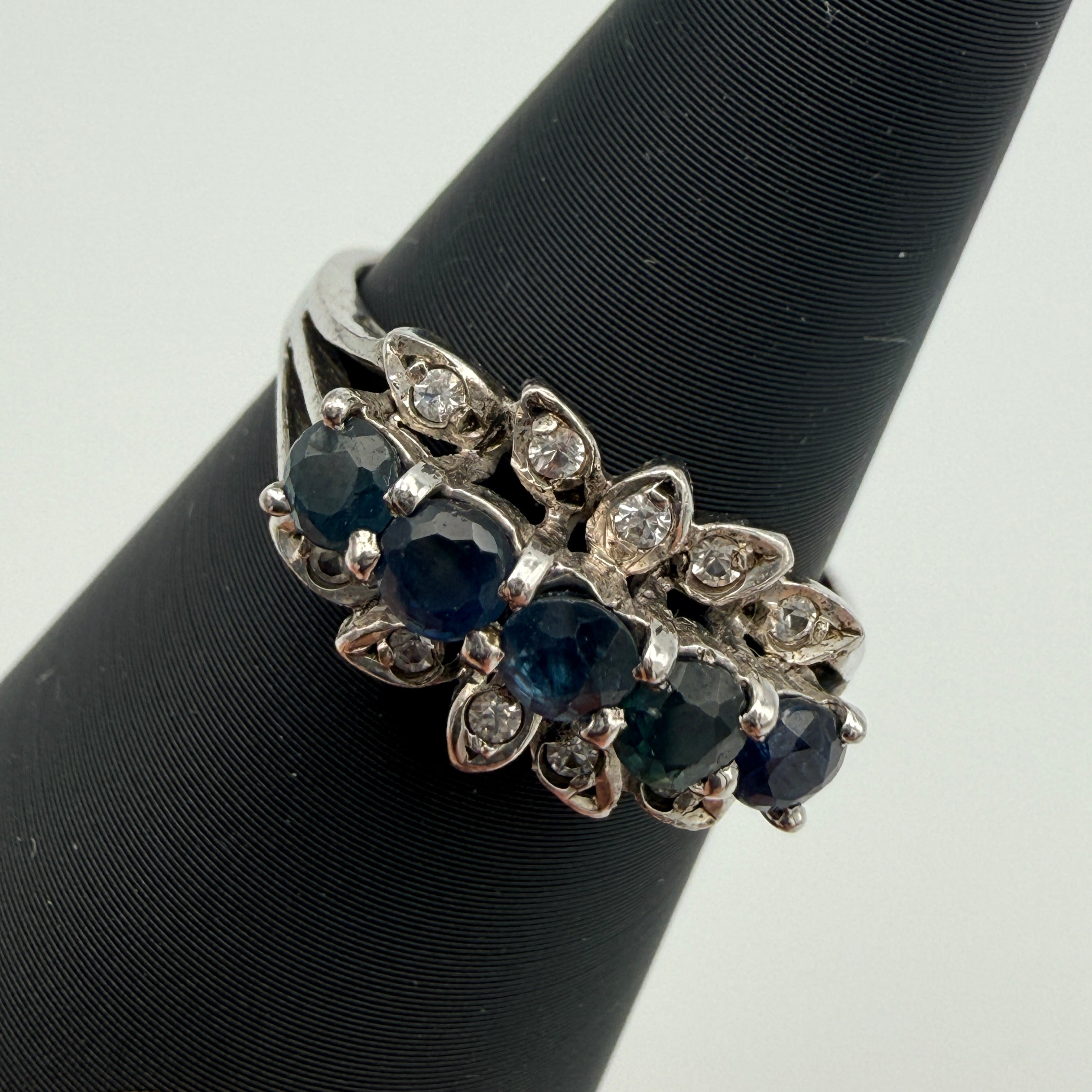 Silberring 925 Sterling Blau Gruene Steine Zirkonia Ring Gr 56 Vintage 1990 Showroom Ansbach
